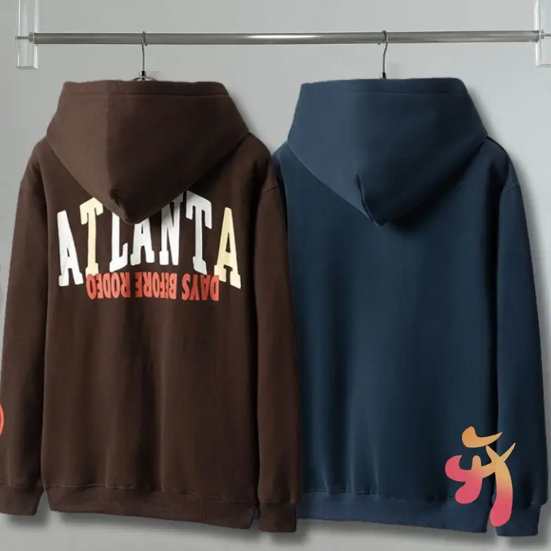 American Street Winter Cactus Jack Hoodie Letter Print Hooded Sweatshirts Casual Loose Fleece Hoodys Men Women Tops
