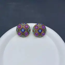 Vintage Palace Style Drip Enamel Western Antique Earrings Retro Temperament Light Luxury Earrings