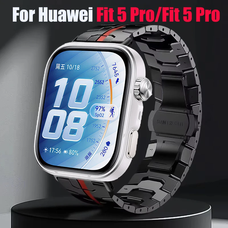 Luxuriöses Edelstahlarmband für Huawei Watch Fit 5/Fit 5Pro Business Metallarmband für Huawei Watch Fit 3 Fit 4 4Pro Uhrenarmband