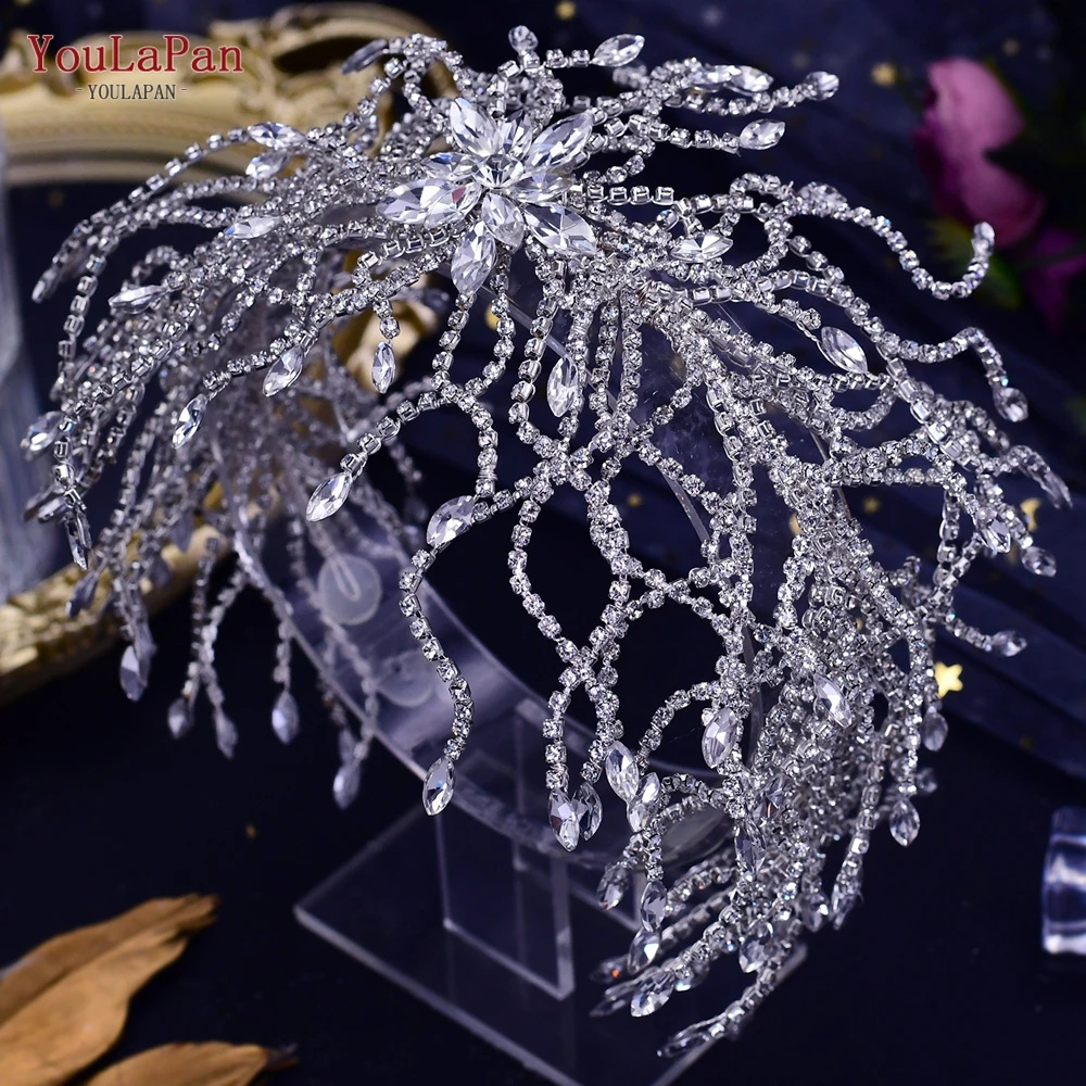 

TOPQUEEN Bridal Headdresses Rhinestones Prom Accessories Wedding Bride Headband Lady's Headwear for Hair HP423