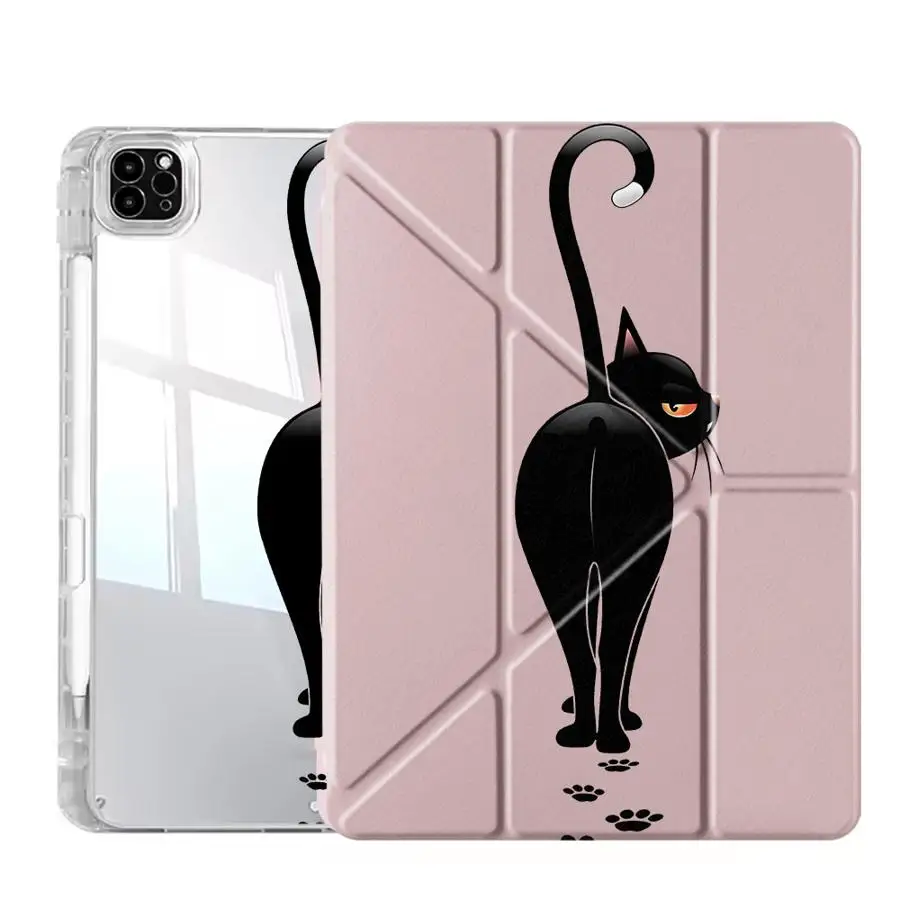 Lrritable Cat Y-Fold Holder Cover Tablet Case For iPad Mini 6 7 Pro 11th 10th 9th 8th 7th 12.9inch Air 4 5 M3 M2 1 2 M4 11inch
