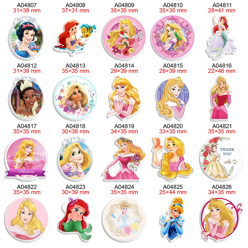 Printed Disney Princess Item Flat Planar Resin Cabochon for DIY Bows Party Craft Supplies Handmade Material