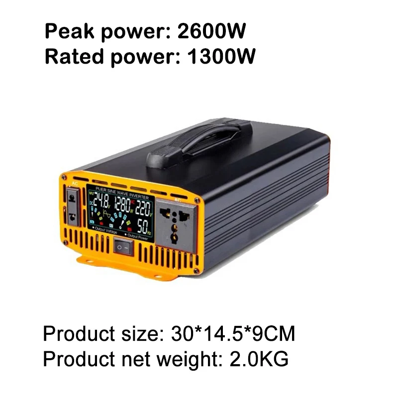 1600W 2600W 3000W Pure Sine Wave Inverter Car Inverters Off Portable  Power 12V 24V 48V 60V 72V to AC 110V 220V Solar Converter