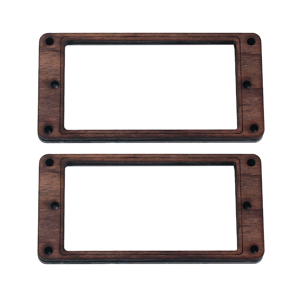 

2 Pcs Component Vibration Pickup Box Framed Bass Guitar Accessories Wooden Neck Cover Slanted Ring