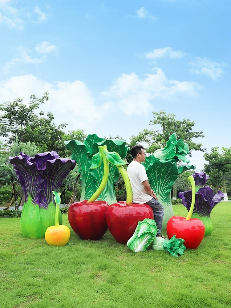 

Vegetable ornament farm park farm lawn decoration layout simulation cabbage cherry model fruit sculpture