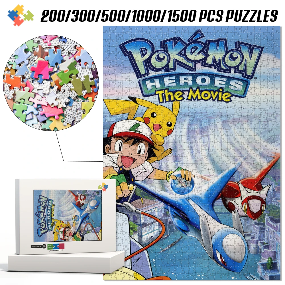 

Деревянные пазлы-головоломки с персонажами аниме Покемон, 1000 деталей, развивающие игры для всей семьи, ежедневное развлечение