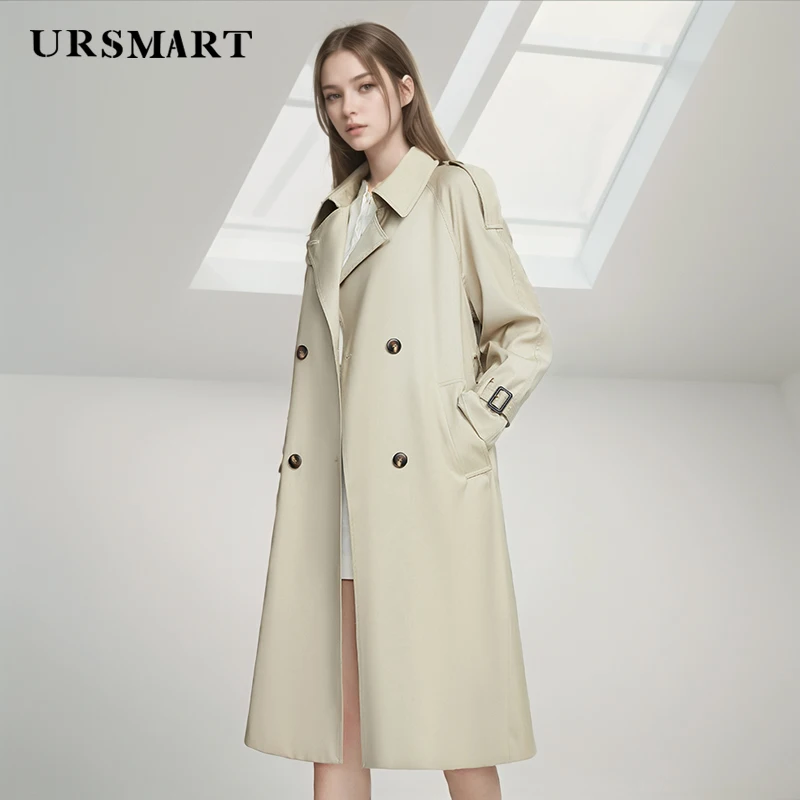 

High-Quality Long Over-the-Knee Women's Trench Coat – Double-Breasted British Fashion