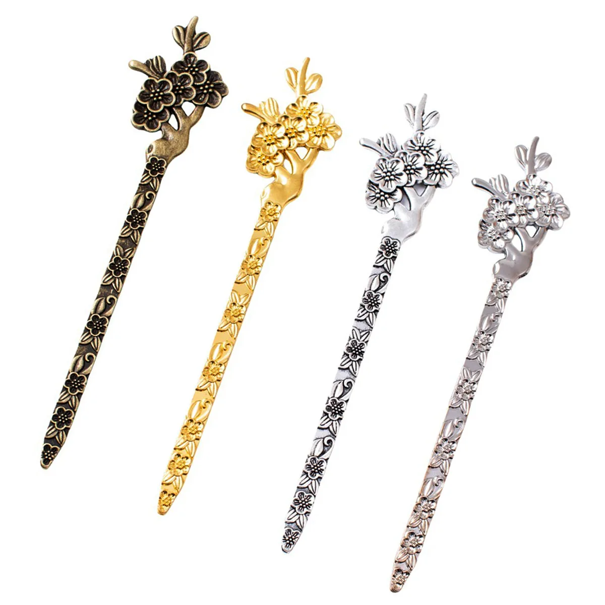 

Silver Bronze Gold Colors Plum Blossom Carved Bookmarks For Book Reading Jewelry DIY Accessories 132x28x4mm