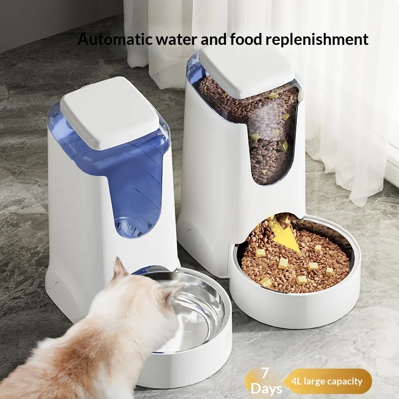 Dispensador automático de agua y comida 2 en 1 de acero para gato y perro - imagen 3