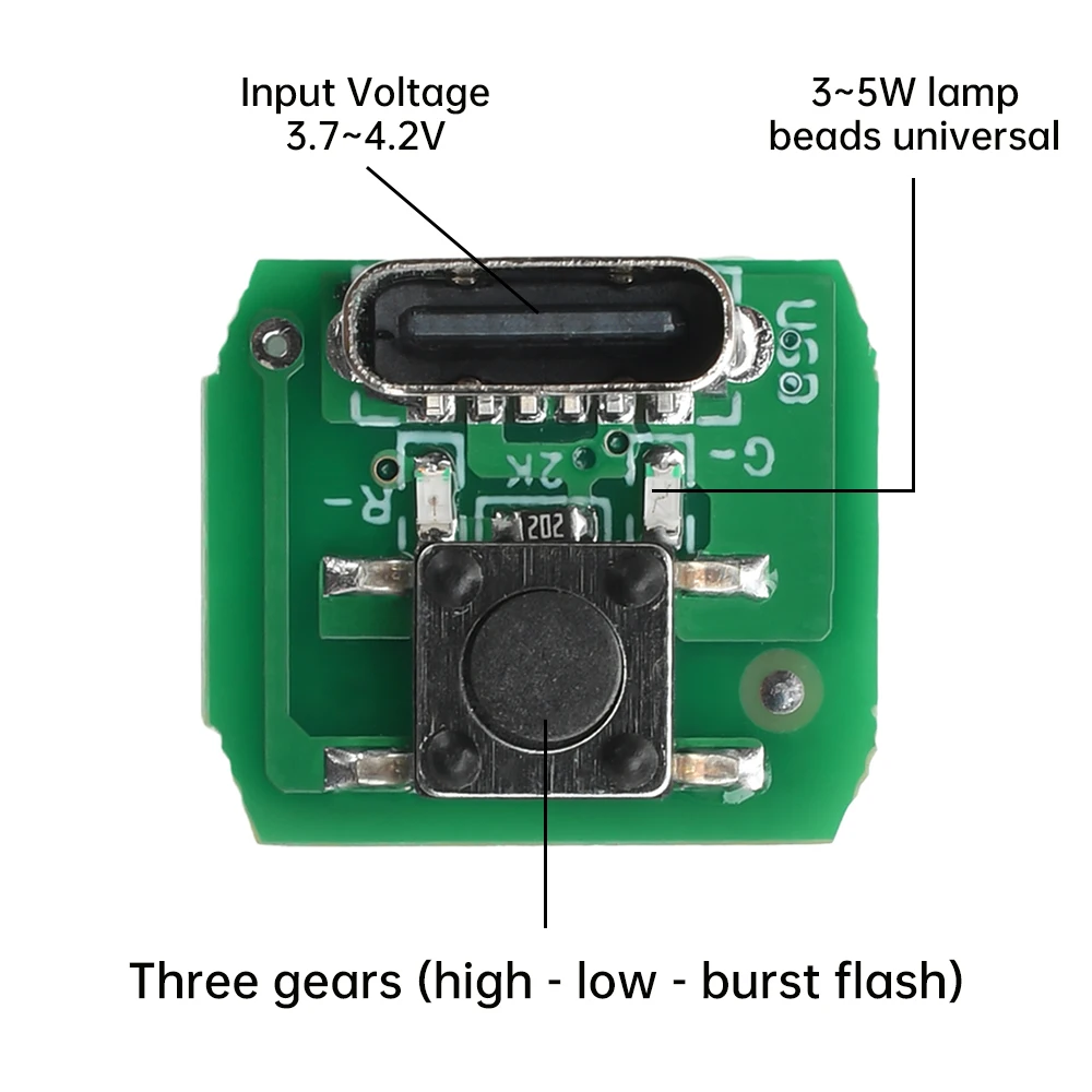 Flashlight Driver Board Circuit Board DIY Type-c Charging Port Charging Discharging Integrated Module for 18650/21700 Batterty