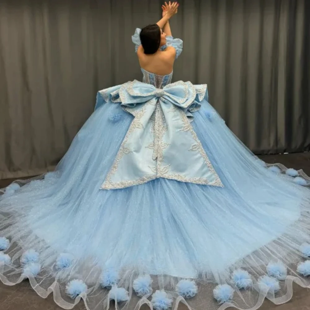 Customized Temperament Graceful Attractive Quinceanera Dresses for Girl Lantern Sleeves Robe Princess Fashion Ball Gowns