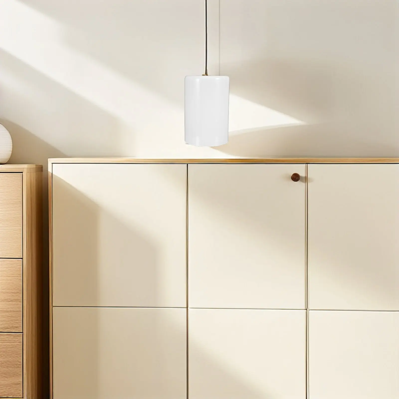 

Glass Cylinder Lamp Shade White Drum Design E27 Socket Compatible Table Lamp Living Room Bedside Lighting Replacement Cover