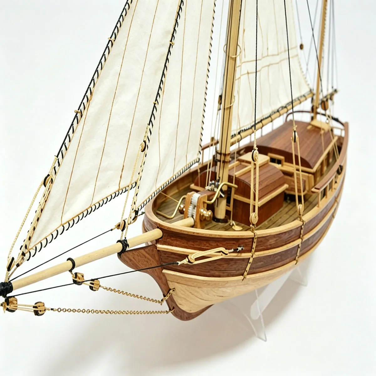 1/30 Boston Waves Sailboat Assembly Model 66.6cm Wooden Structure Ships Static Sailboat Model Kit Ship Toy Ornament