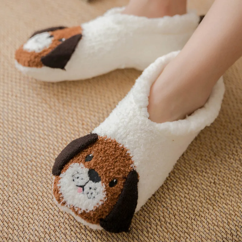 Fluffy Slippers Women winter warm Unicorn Dog Anti Slip Kawaii Fuzzy Ladies Panda Plush Soft Female Cartoon Shoes Home Indoor