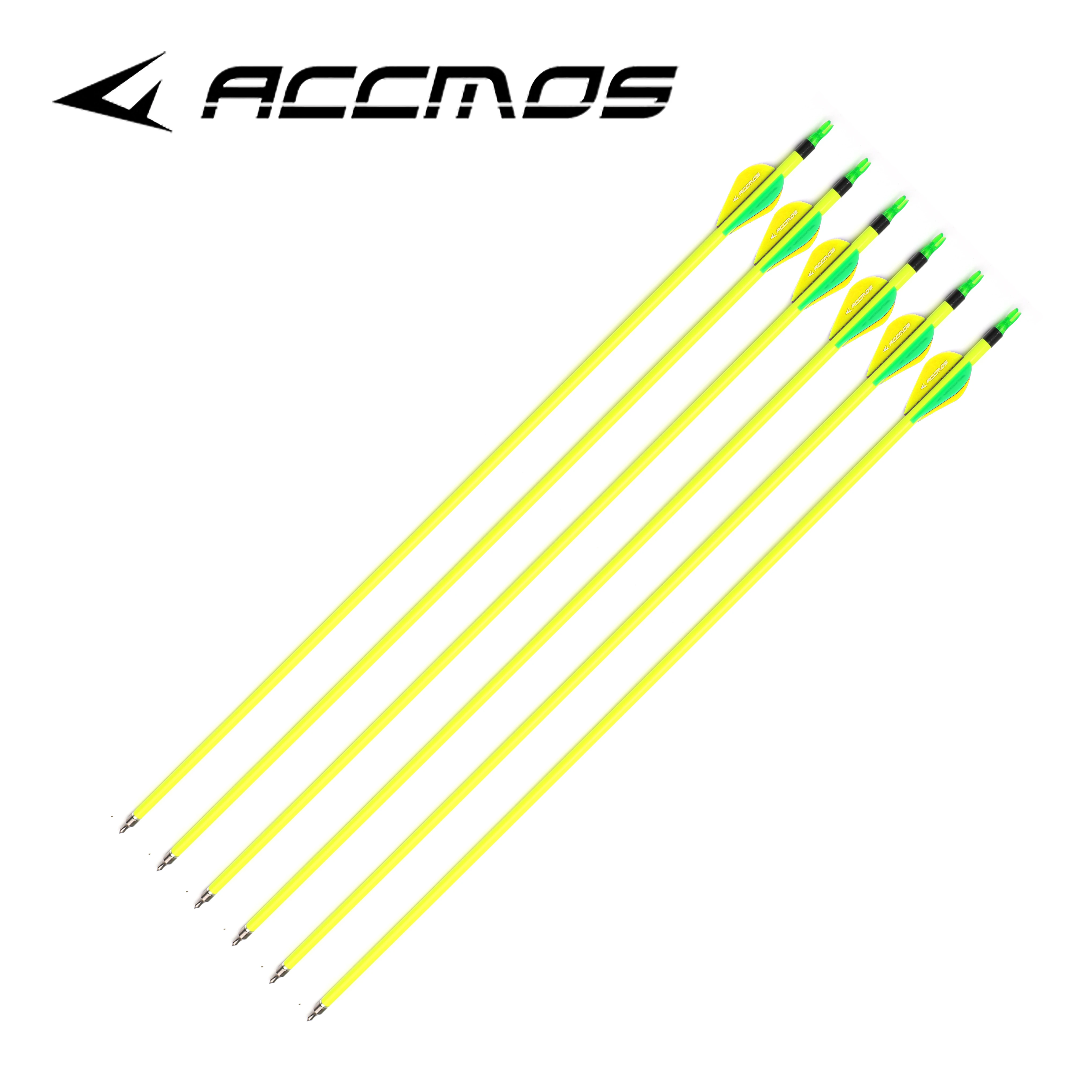 6/12pcs Archery Spine 500 28/29/30inches Mixed Carbon Arrow Yellow for Recurve/Compound Bows Archery Hunting