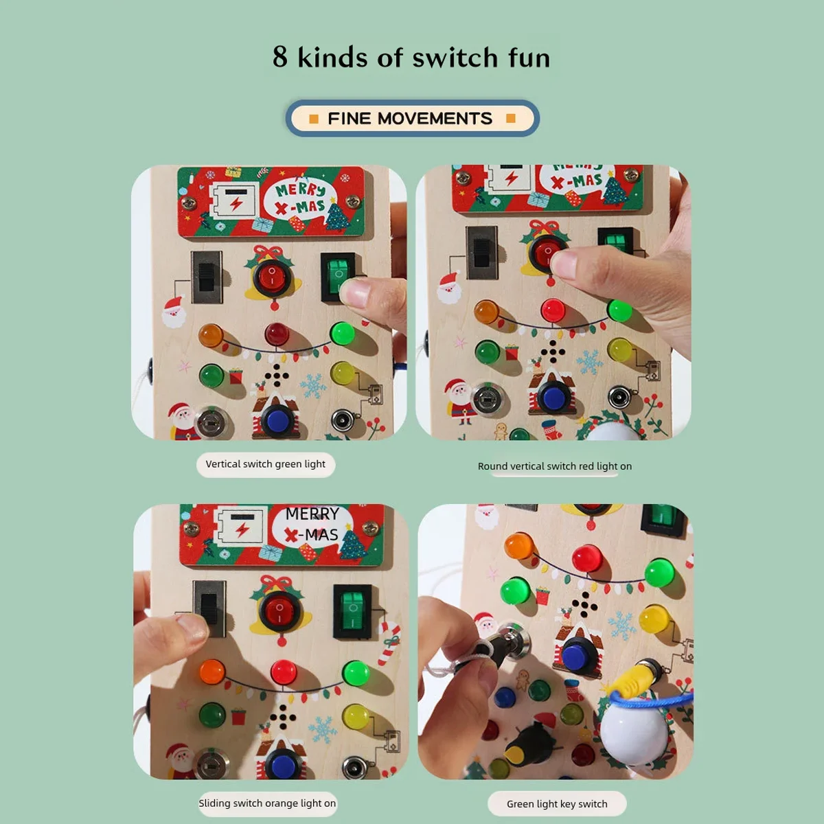 Wooden Children's Sensory Training Toys, Montessori Busy Board, LED Lights/Switch Control, Early Learning Educational, Baby Gift image 4