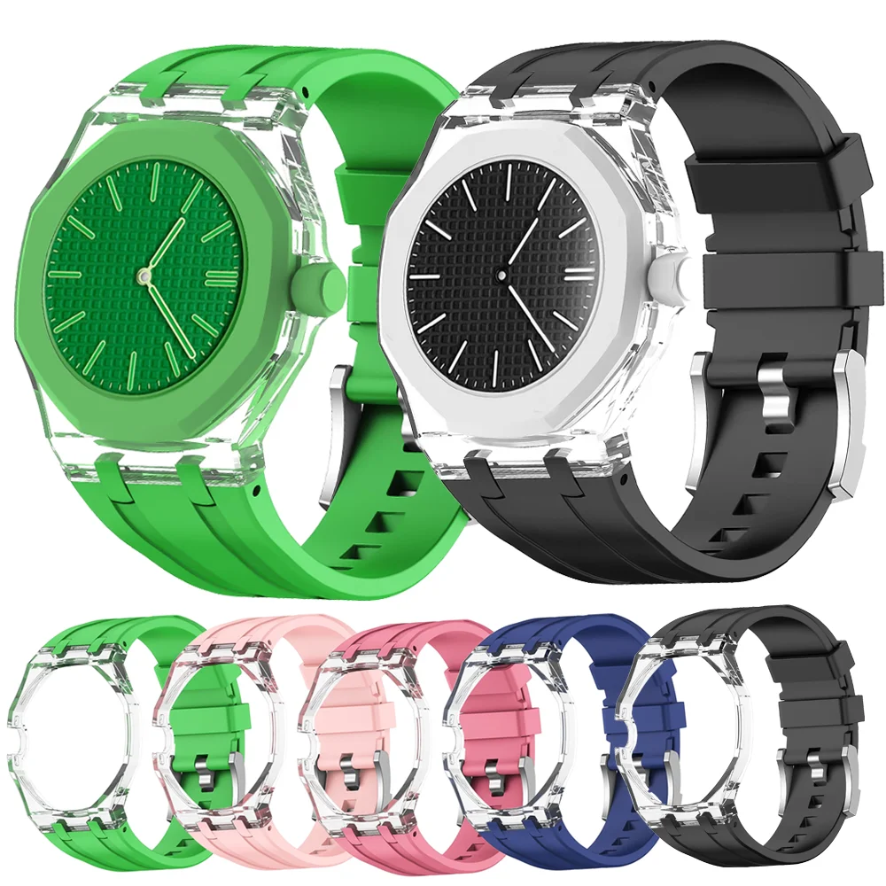 Transparency Case+Liquid Silicone Strap for Swatch X AP Royal POP Modification Kit Comfortable Replacement Bracelet Accessories