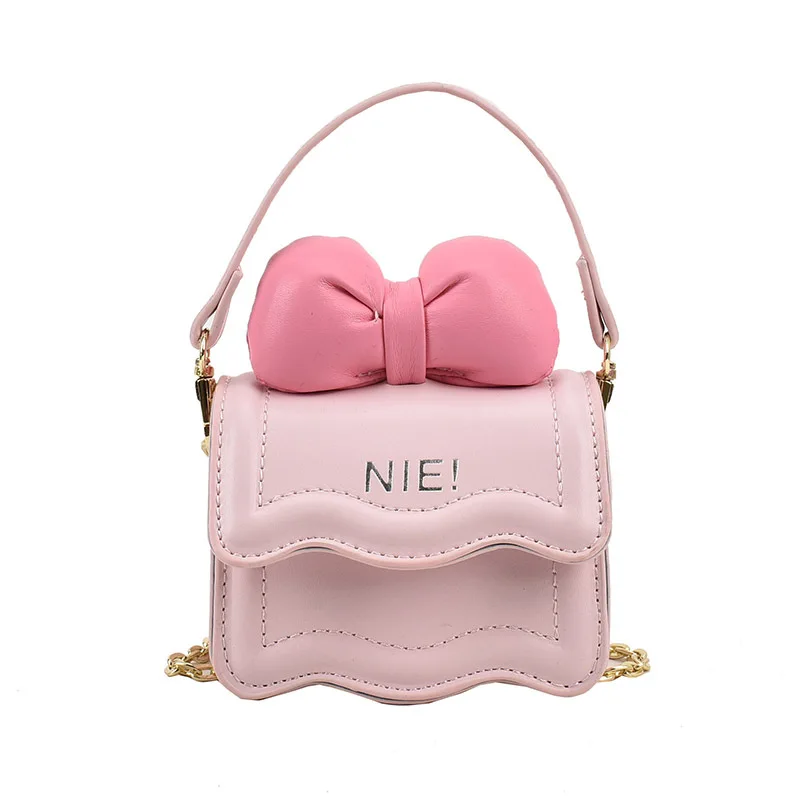 Small Fresh Round Bucket Shoulder Bag For Baby Lace-up Bow Coin Purse For Children Casual Shopping Mini Backpack For Girls