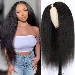 Yaki Straight U Part Wig Kinky Straight U Part Wigs Human Hair Black Brown U Part Wig Kinky Straight Clip in Half Wigs U Shape