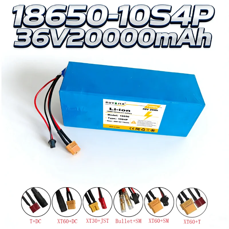 36V 20Ah 10S4P Lith…