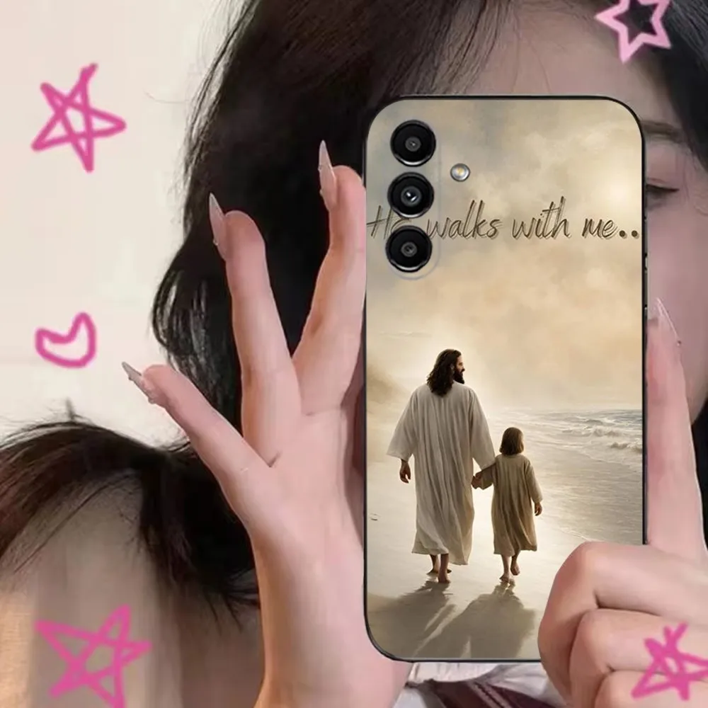 Christian Religious Jesus  Phone Case For Samsung S24,S21,S22,S23,S30,Ultra,S20,Plus,Fe,Lite,Note,10,9,5G Black Soft Cover