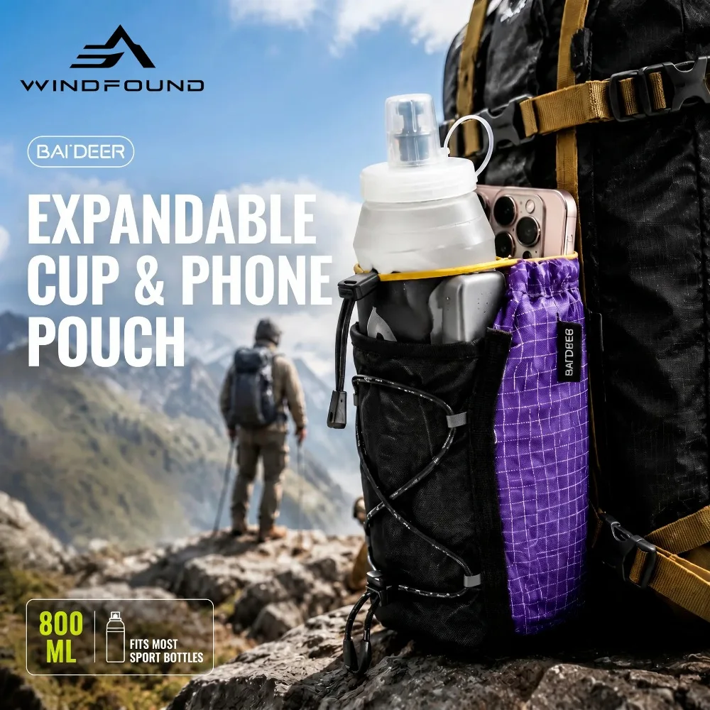 Waterproof and Lightweight Backpack with An Expandable Water Bottle and Phone Pocket Essential for Hiking Camping Cycling