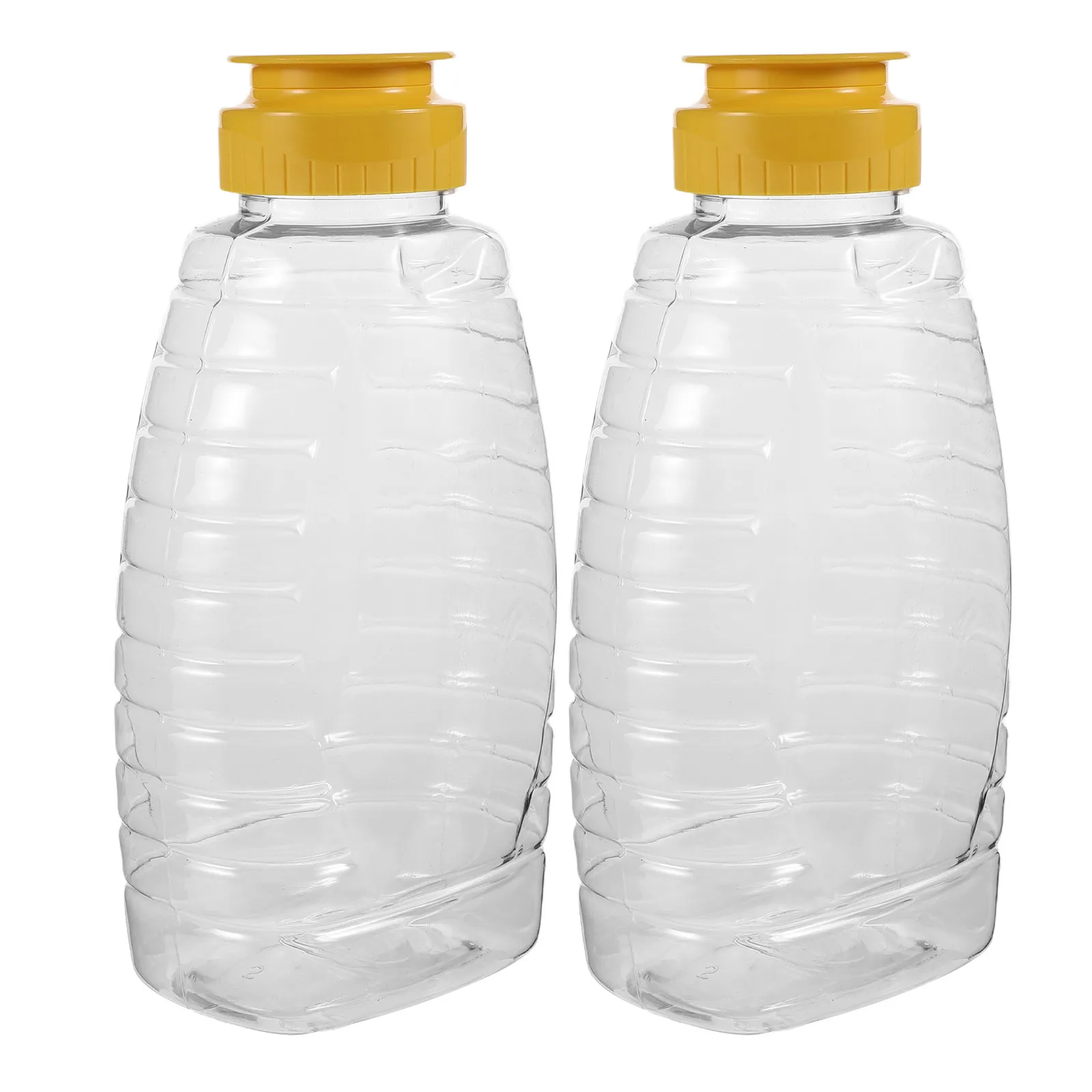 2Pcs 350Ml Honey Squeeze Bottles Clear Plastic Leakproof Condiment Dispenser with Nozzle for Syrup Bbq Sauce Mustard Ketchup