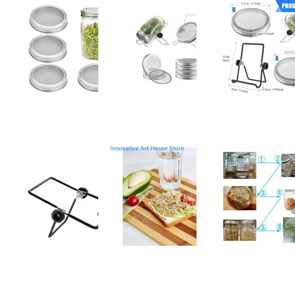 E1PC Stainless Steels Sprouting Lid for Mason Jar Wide Mouth Germination Cover for Grains and Use Gardening Tool