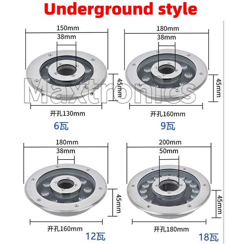 Ultra-thin 45mm 12V/24V Fountain Light IP68 Underwater Lamp 3/6/9/12/18/24W for Underground Style Swimming Pool Landscape Lamp