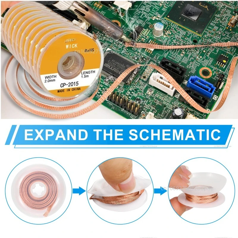 Desoldering Mesh Braid Tape Copper Welding Point Solder Remover Wire Soldering Wick Tin Lead Cord Flux for Soldering Solder Wick