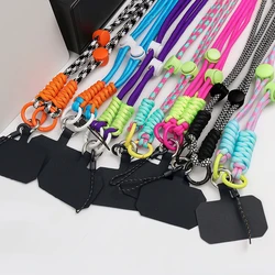 Lanyard Cross-body Shoulder Straps Keychain Key Ring Adjustable Braided Rope with Replacement Patch for Mobile Phone Accessories