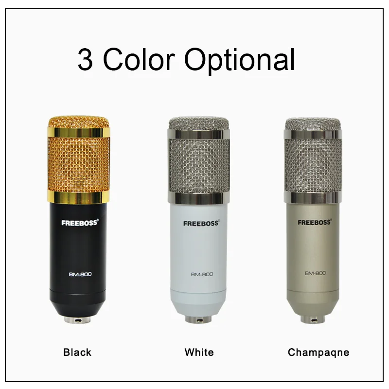 Freeboss BM-800 كيت البلاستيك صدمة جبل ذراع حامل 3.5 التوصيل ستوديو صوتي تسجيل البث الكمبيوتر PC مكثف ميكروفون
