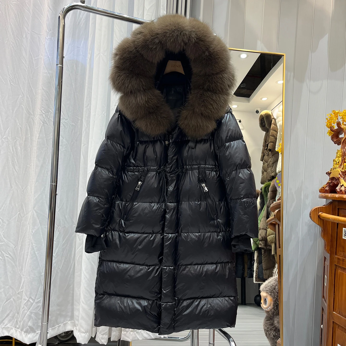 طويل طول الفراء طوق أسفل Jaet المرأة ثي الدافئة ملابس خارجية Tagkita الكورية Sle مستقيم قطع معطف الشتاء #5