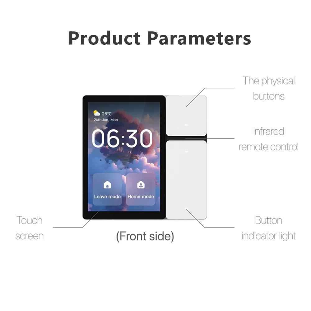 Tuya Smart Control Panel 3.5 inch Tuya BLE Central Control Panel 3 Relay Physical Button Built-in BLE Mesh Hub Support IR Device