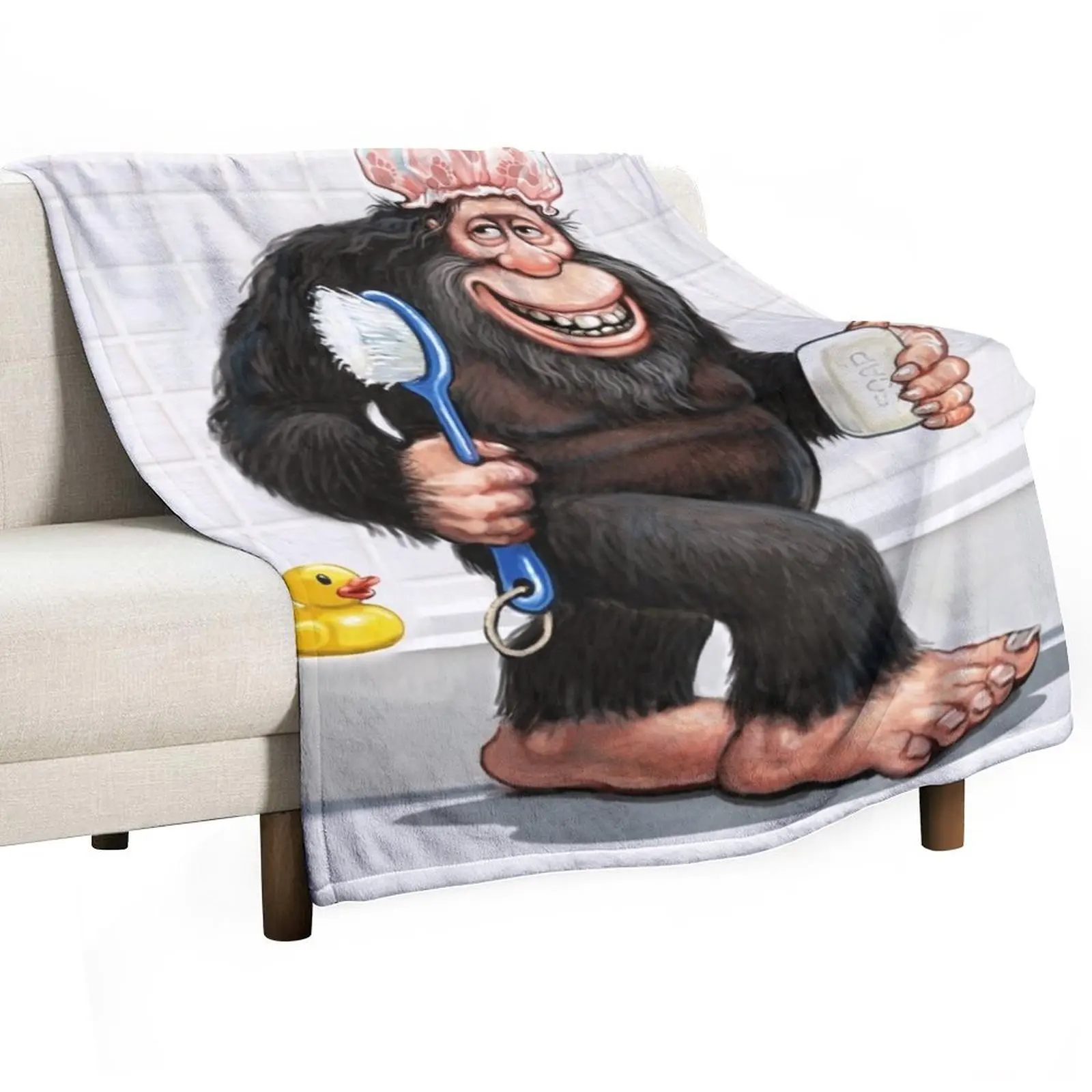 Bigfoot Sasquatch Shower Bath Throw Blanket Hair Single warm for winter Blankets