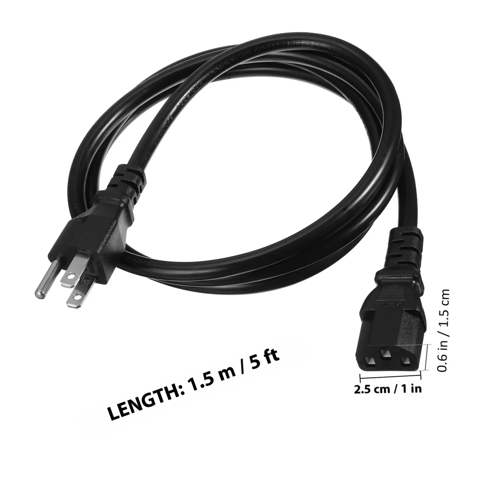 Power Extension Cord 1.5m 3 Prong Electric Appliance Cable Replacement Cord for Rice Cooker Computer Monitor Power Cord,