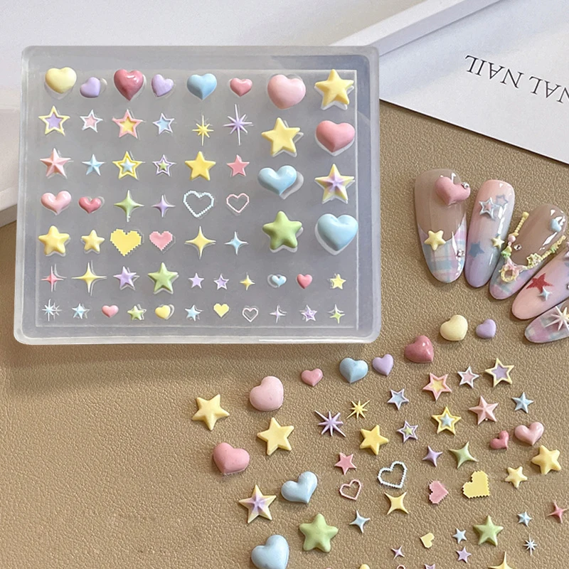 Forma silikonowa 3D do zdobienia paznokci, wzory: kreskówkowe gwiazdy, motyle, kokardy, reliefowe rzeźbienia, DIY, elementy do paznokci, ozdoby, narzędzia do manicure