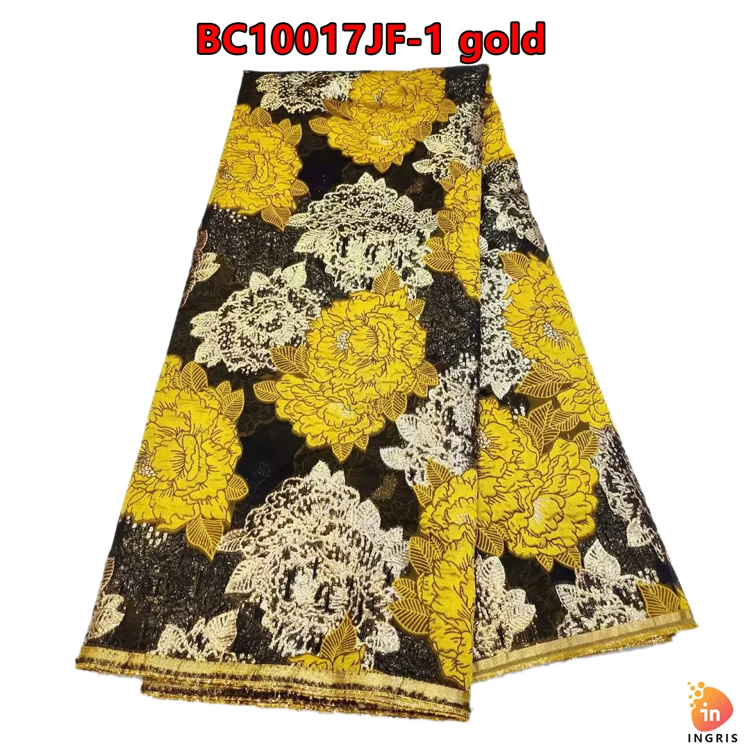 

Новая жаккардовая ткань морской парчи 5 ярдов, Африканское кружево 2023, Высококачественная нигерийская парчовая ткань для свадебного платья BC10017JF