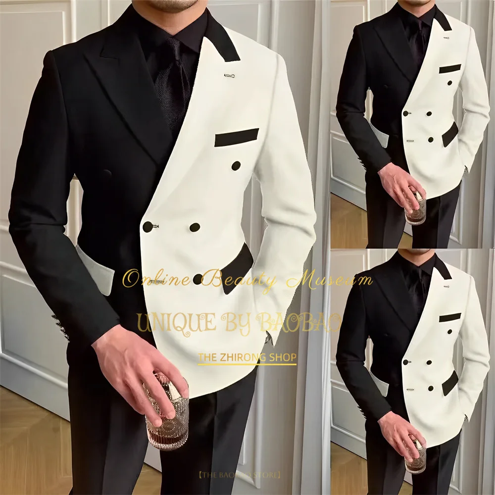 Men\'s 2-piece wedding suit (jacket+pants) patchwork color blazer Classic ball engagement birthday Christmas Easter custom tuxedo