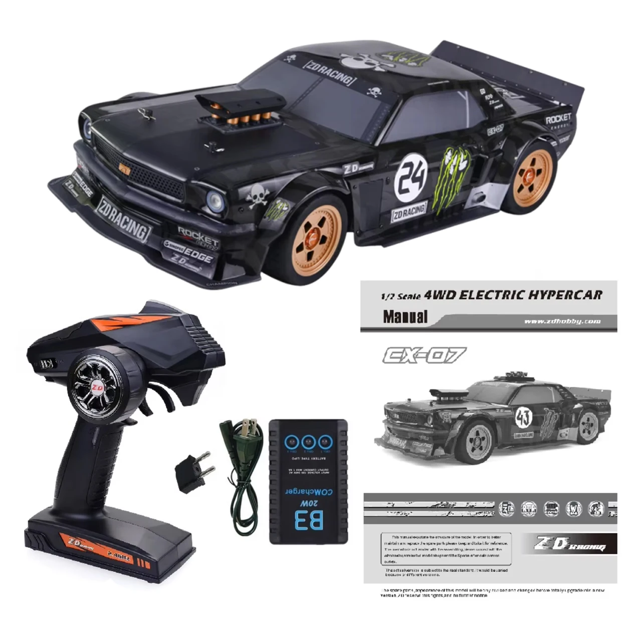 

Масштаб 1/7 ZD Racing EX-07 RC Car 4WD Бесщеточный HYPERCAR Violent Supercars Электрический высокоскоростной профессиональный плоский спортивный радиоуправляемый автомобиль
