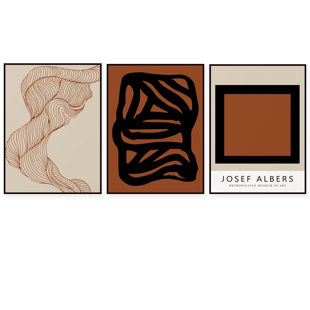 

Abstract gallery wall terracotta and neutral decorative modern art prints, abstract shape decorative canvas print poster