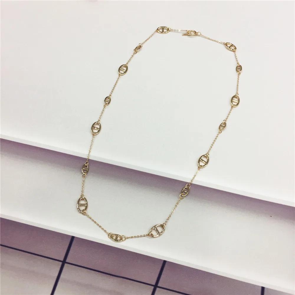 High Quality  Sweater Necklace Gold Color Long Chain Fashion Necklace for Women Party Jewelry