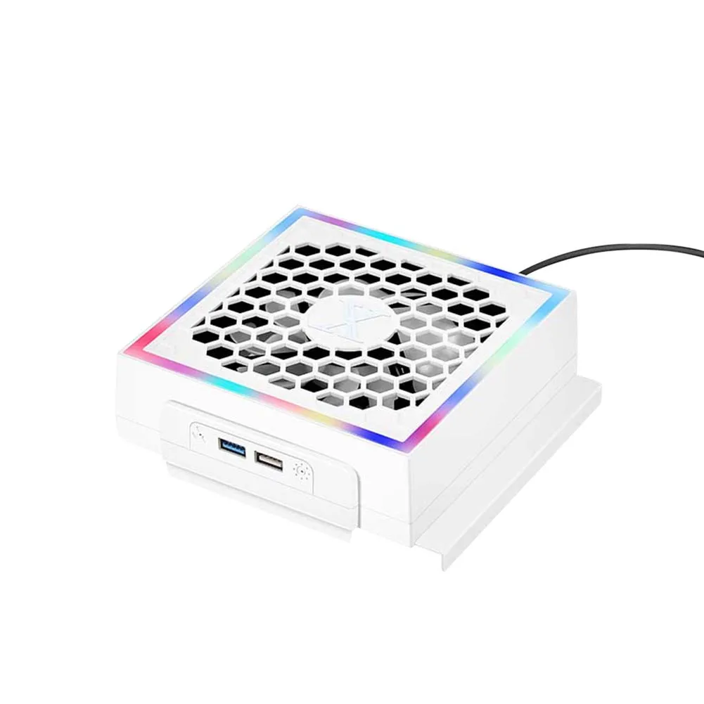 

LED Cooling Fan 3 Gears Adjustable 5V 2.4A Cooling Fan Lights 7 Lighting Modes Decoration Gaming Accessories for Xbox Series S