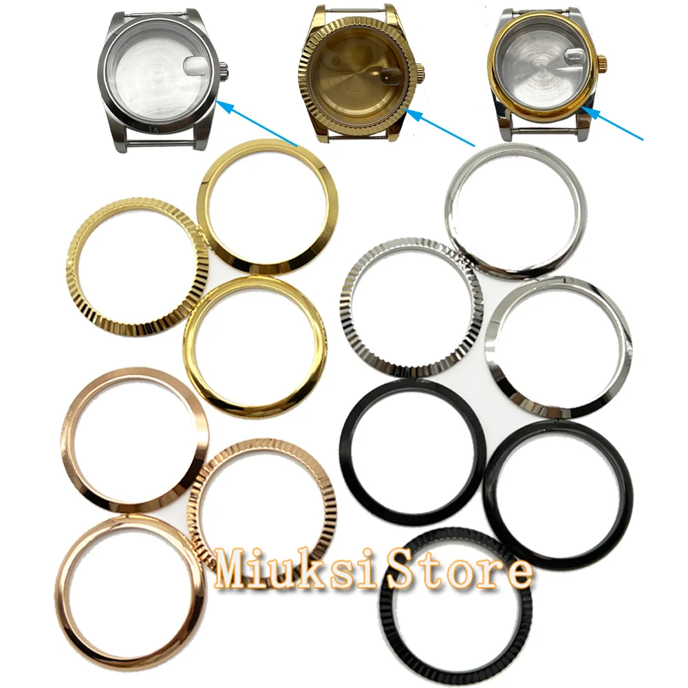 Srebrna karbowana ramka, stal nierdzewna, zaokrąglona krawędź, pusty uchwyt 36mm 39mm 40mm, etui z pierścieniem do zegarka, wymiana, naprawa, wysokiej jakości części
