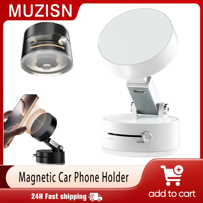 

360° Rotation Magnetic Suction Phone Holder Original Vacuum Magnetic Stand Suction Phone Mount Cars/Gyms/Mirrors/Smooth Surface