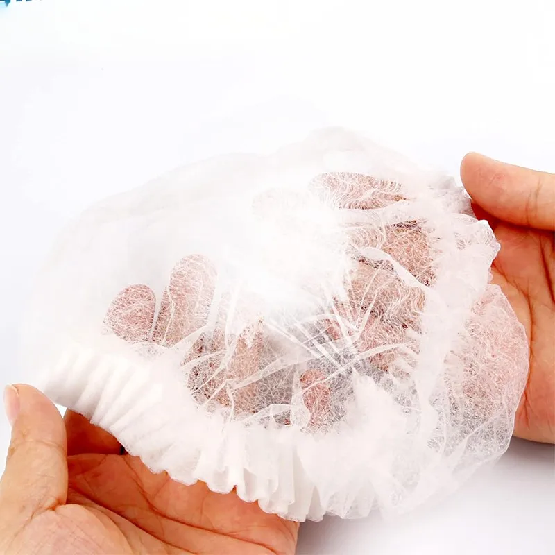 100 قطعة قبعة الاستحمام القابل للتصرف الشعر رئيس يغطي صافي منتفخ الغبار مكافحة الغبار قبعات تنفس دش الاستحمام القبعات المطبخ #5