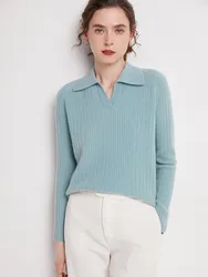 Donna Polo Cashmere maglione autunno inverno 100% lana Merino maglieria Pullover Casual di alta qualità femminile coreano vestiti popolari