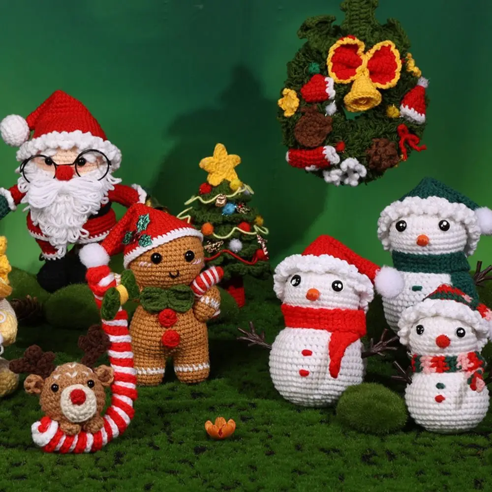 Jouets tissés au crochet faits à la main du père Noël, jouets de Noël, esprit, bonhomme de neige, tissage de cerf, beurre de Noël