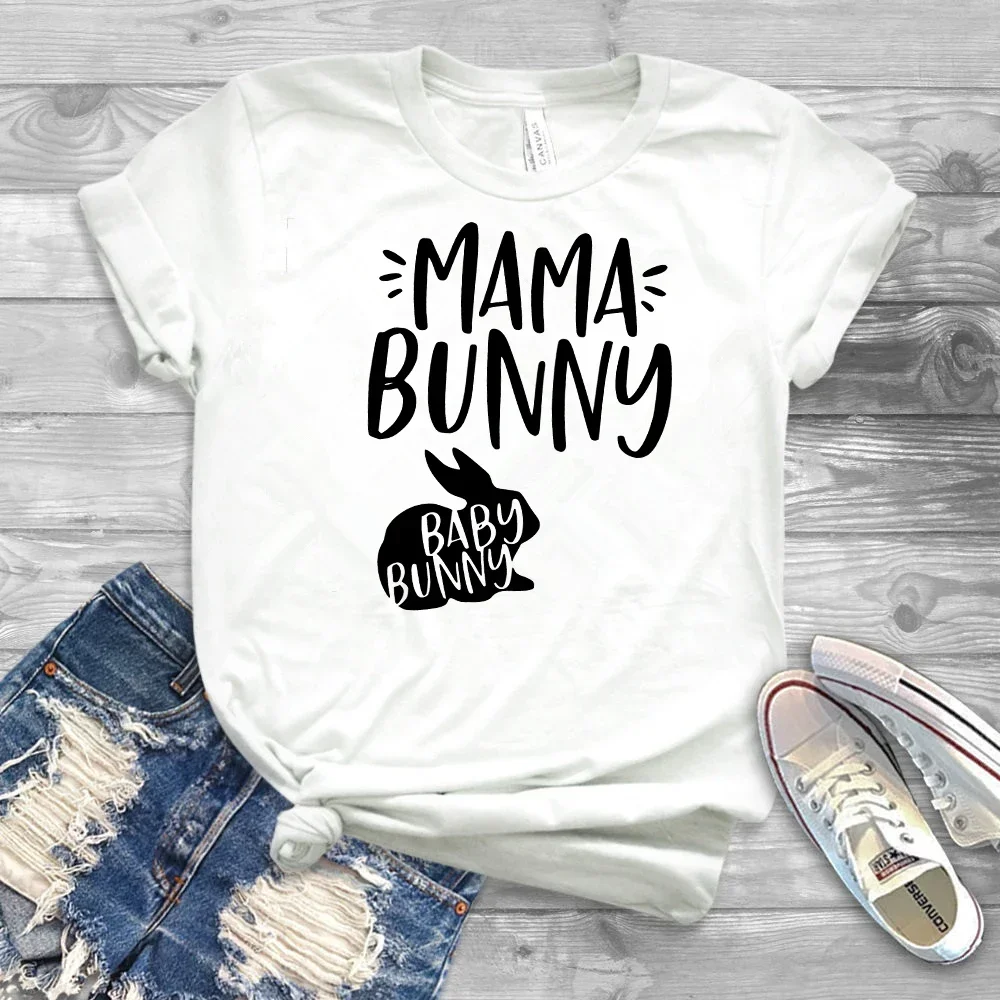 2024  Women Pregnancy Shirt Mom to be Pregnancy Shirts Mama Bunny Funny Easter T-Shirt Maternity Announcement Tee Shirt  Cott