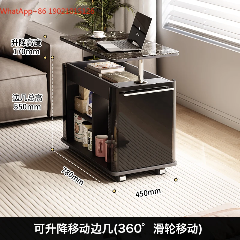 LXY minimalist trolley living room mobile side table liftable sofa locker